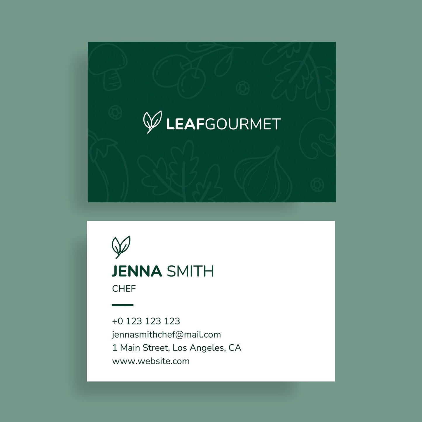 Green & White Flower Elegance Business Card