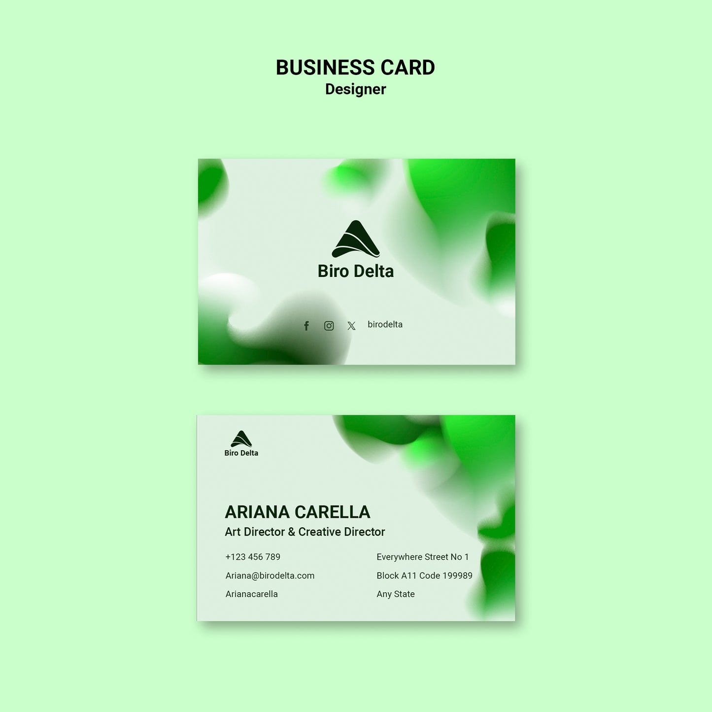 Light Green Glass Elegance Business Card