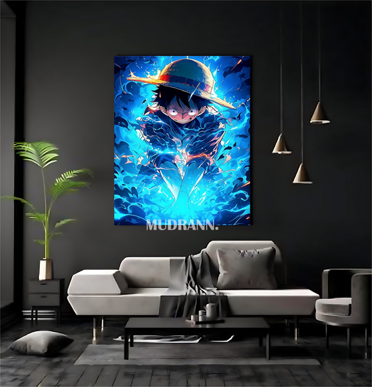 Blue Fiery Anime Character (LUFFY)