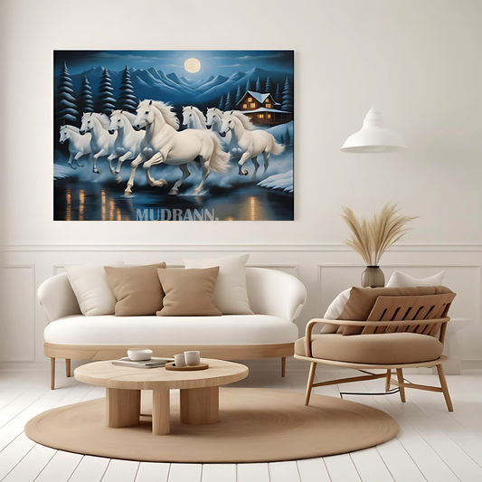 7 White Horses Vastu Painting